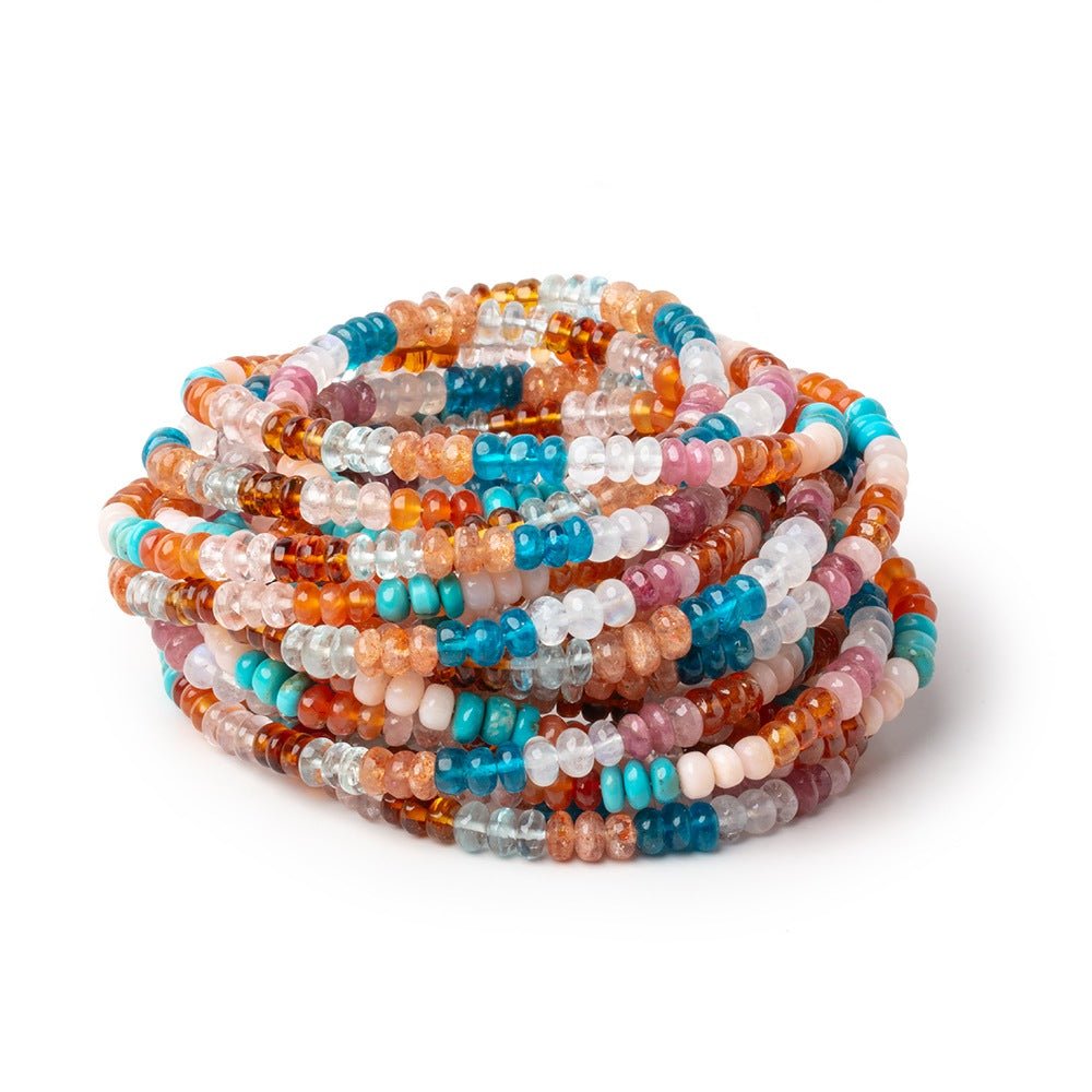 4-5mm Multi Gemstone Plain Rondelles 36 inch 330 Beads AA