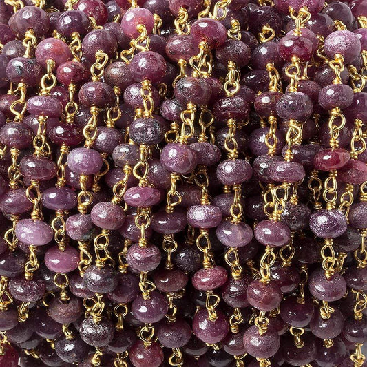 3mm Ruby plain rondelle Vermeil Chain by the foot