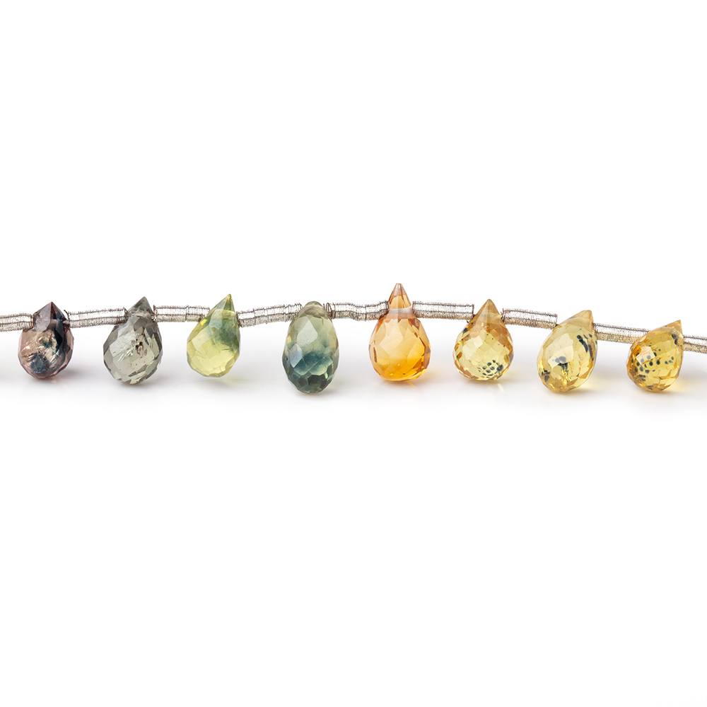 4-5mm Songea Sapphire Micro Faceted Tear Drop Beads 7.5 inch 33 pieces