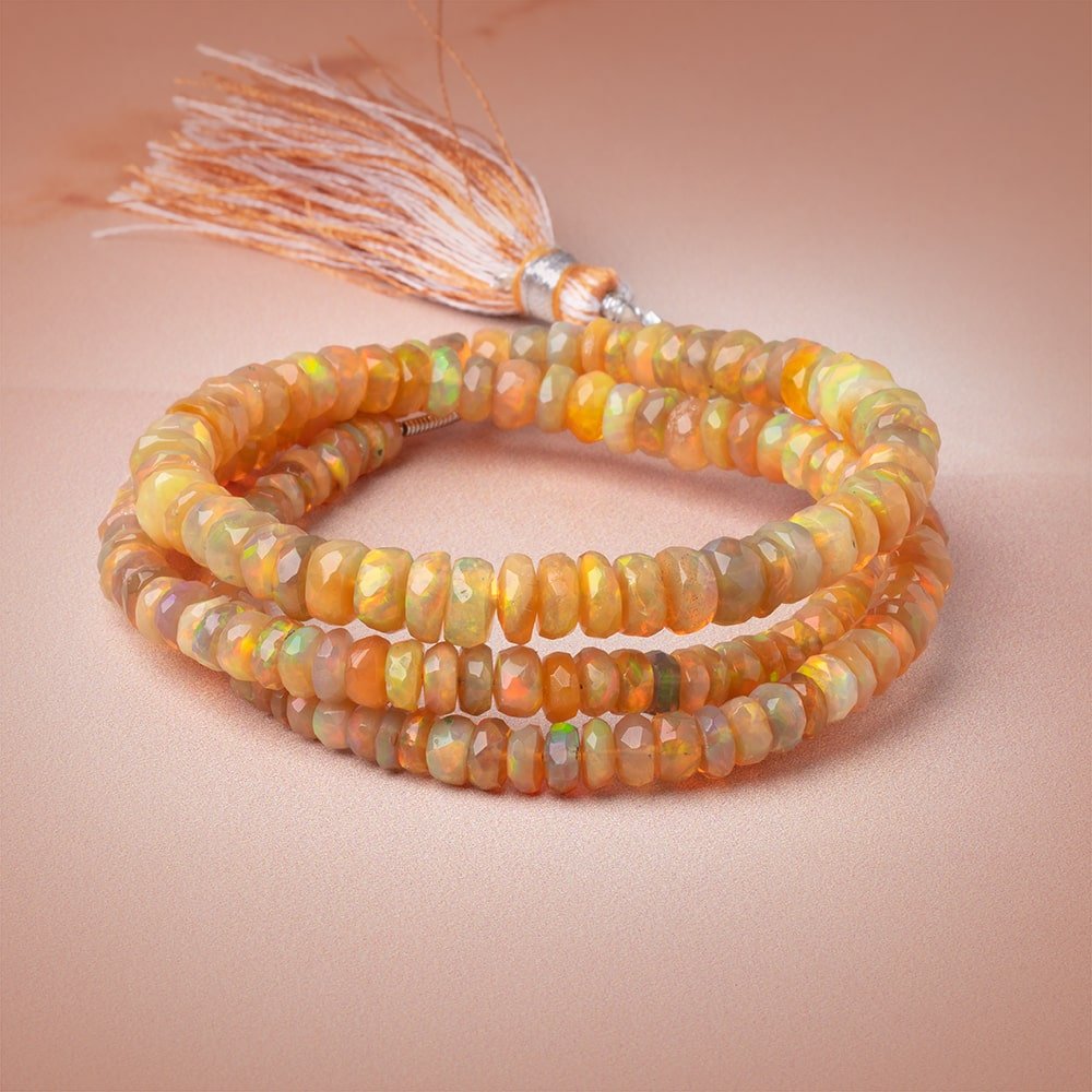4-6mm Golden Ethiopian Opal Faceted Rondelle Beads 16 inch 178 pieces AA
