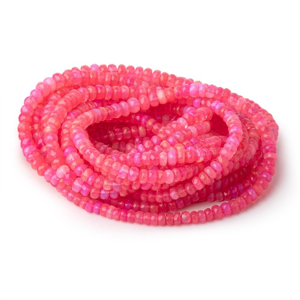 4-6mm Pink Ethiopian Opal Faceted Rondelle Beads 16 inch 133 pieces AA