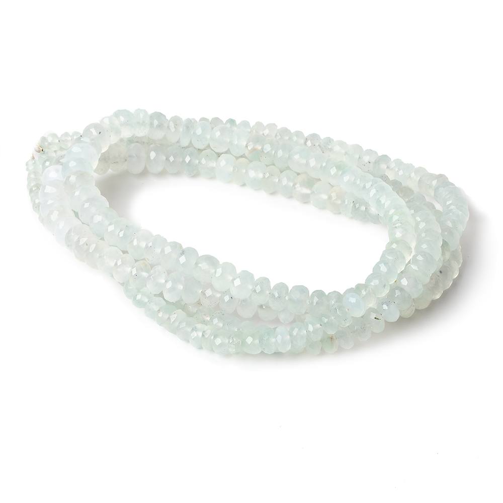 4-7mm Aqua Green Chalcedony faceted rondelles 18 inches 135 beads AA