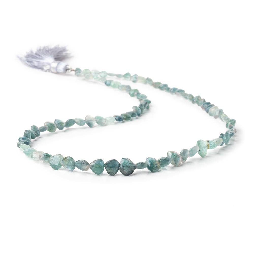 4-7mm Bi-Color Indicolite Tourmaline Faceted Heart 15.5 inch 78 Beads