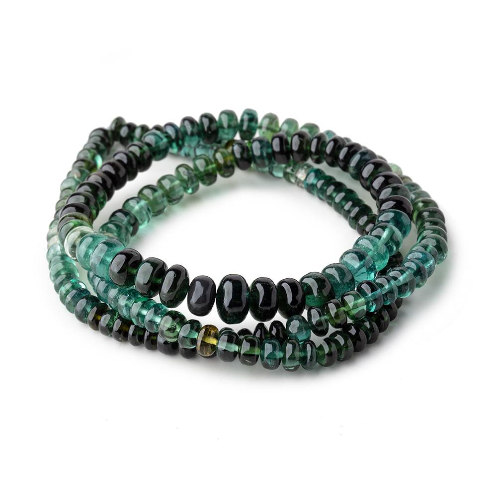 4-7mm Indicolite Blue & Chrome Green Tourmaline Plain Rondelles 18 inch 160 pieces AA