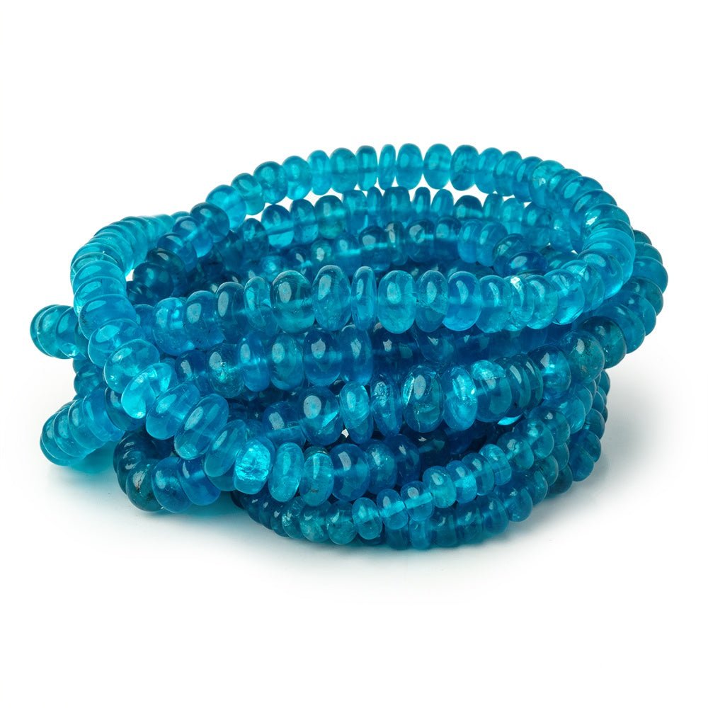 4-8mm Neon Blue Apatite Plain Rondelle Beads 18 inch 156 pieces A
