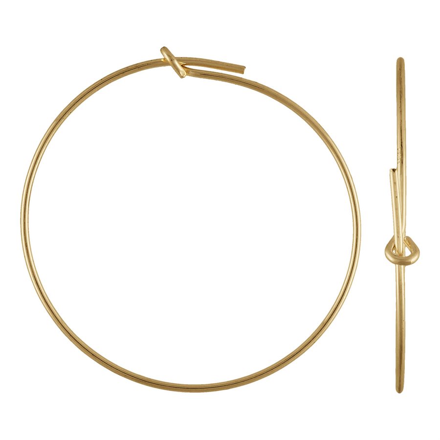 14Kt Gold Filled 30mm 21ga  Wire Beading Hoop - 5 pairs/pack