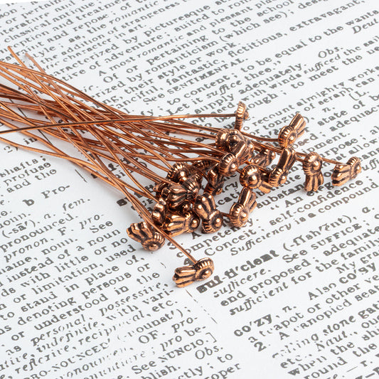 3" length Copper Ribbon Design Headpin, 22 Guage 22 pieces