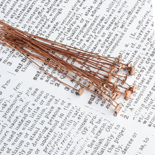 5x3mm 3 inch length Copper Headpin 26 gauge, Plain Pear Head, 22 pieces per bag