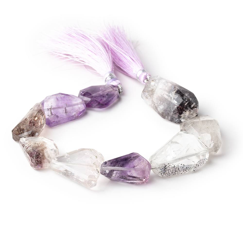 20-29mm Moss Amethyst Faceted Nugget Beads 8 inch 9 pieces