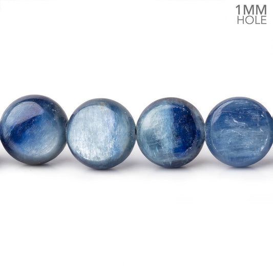 8mm Ceylon Blue Kyanite Plain Coins 16 inch 52 Beads 1mm Hole
