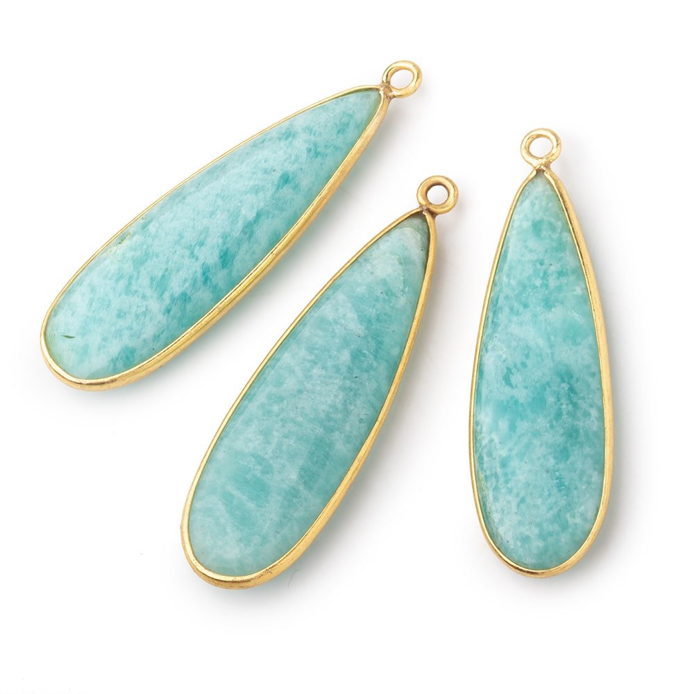 40x13mm Vermeil Bezel Amazonite Plain Pear Pendant 1 Focal Bead