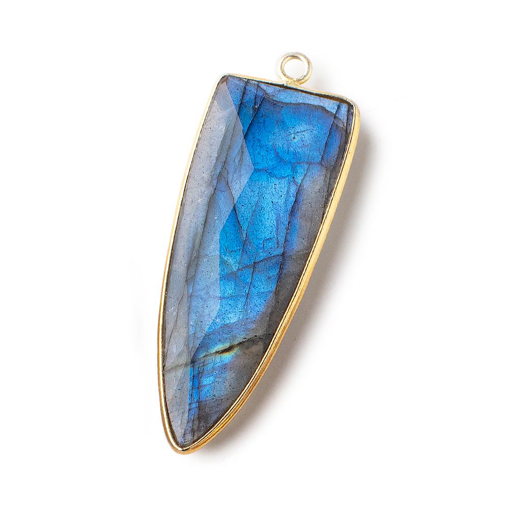 40x16mm Vermeil Bezeled Labradorite Faceted Point Pendant 1 piece