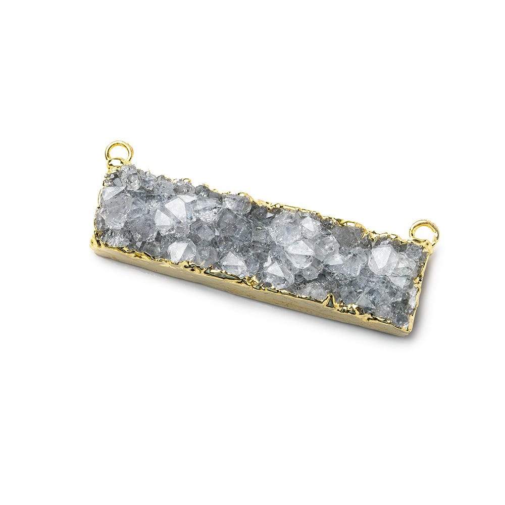 40x8mm Gold Leaf Edged Amethyst Drusy East West Bar Connector 1 piece