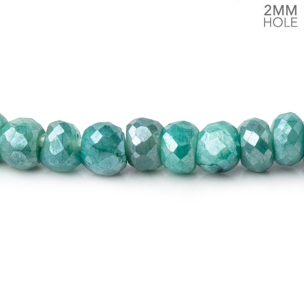 6mm Mystic Green Moonstone 2mm Large Hole Faceted Rondelles 8 inch 48 Beads