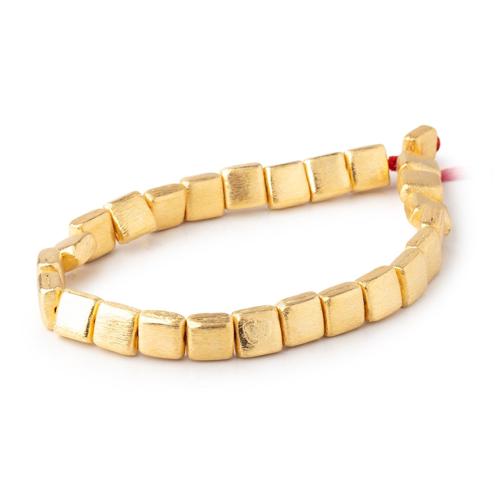 8mm 22kt Gold Plated Brushed Square Beads 8 inch 25 pieces