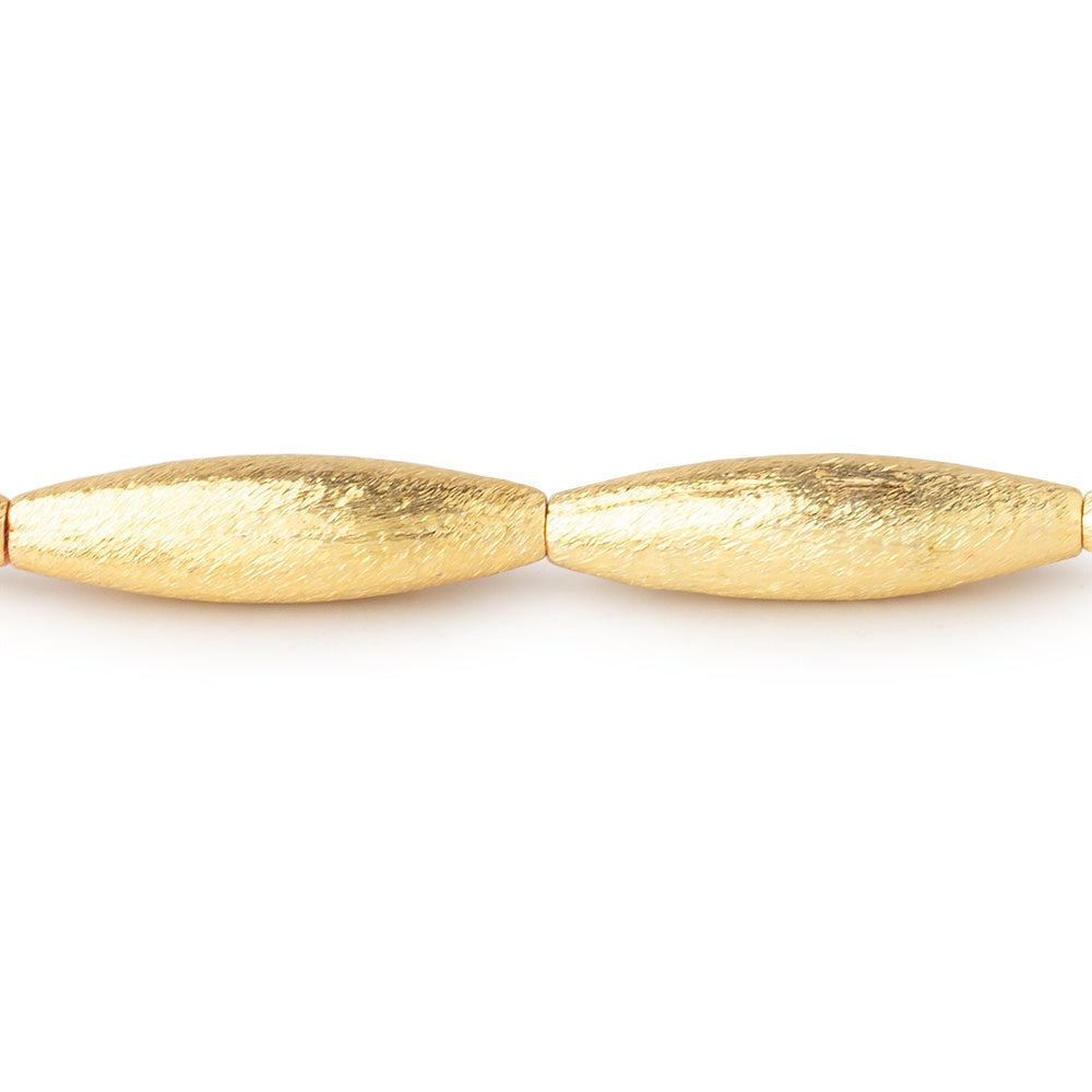 20x5mm 22kt Gold Plated Copper Brushed Marquise Beads 8 inch 11 pieces