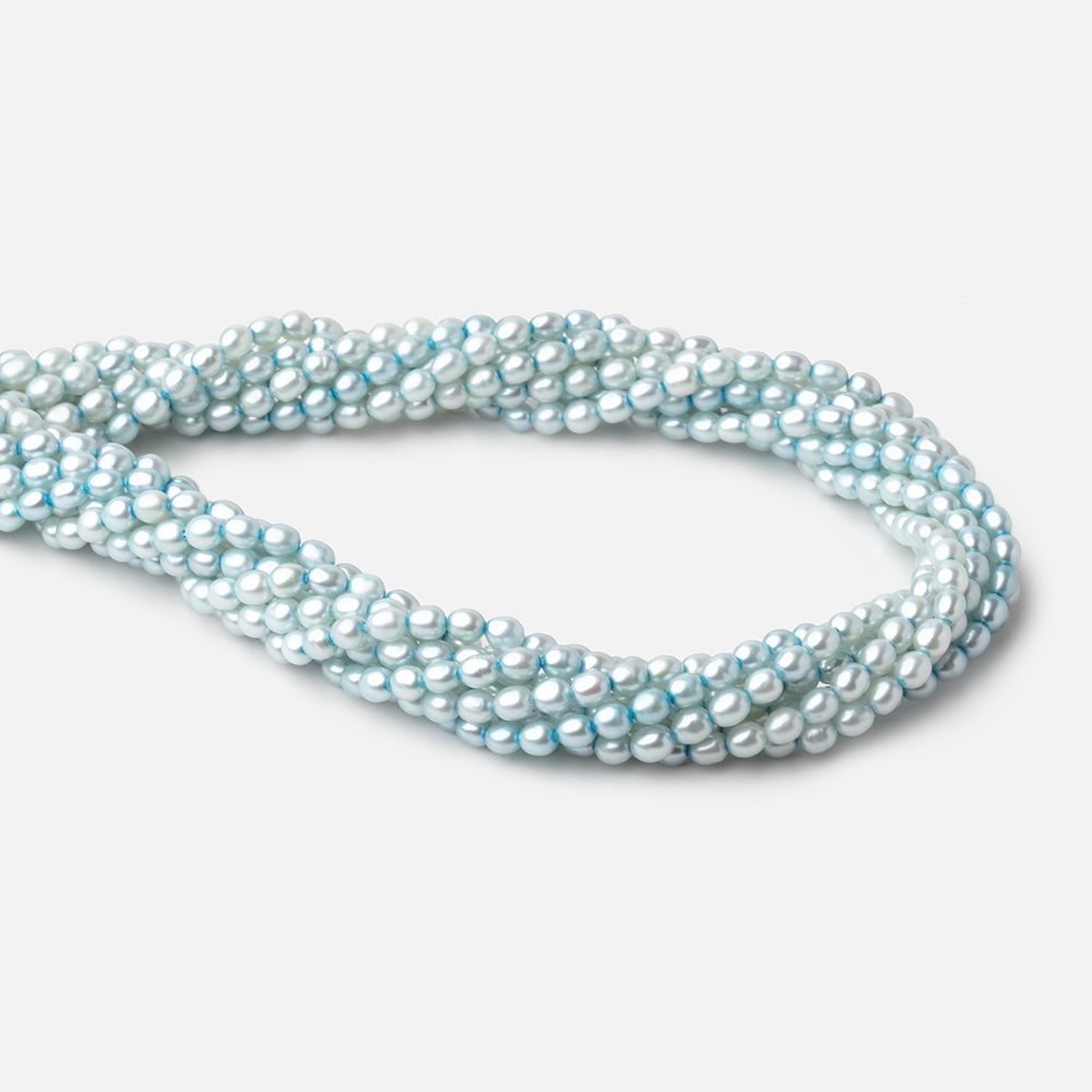 4x3mm Powder Blue Straight Drill Oval Pearl Beads 15 inch 96 pieces