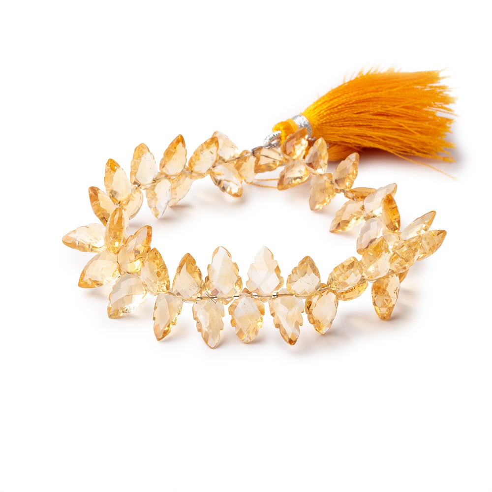 9x5-11x7mm Citrine Carved & Faceted Leaf Beads 7 inch 48 pieces AAA