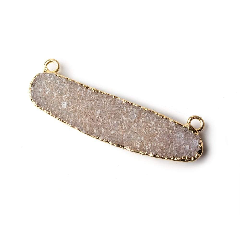 41x10mm Gold Leaf Edged Cream Agate Drusy Oval Connector 1 piece