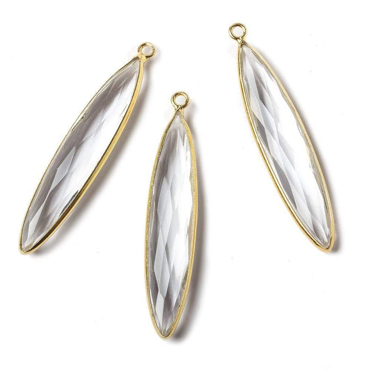 Crystal Quartz Vermeil Bezel Elongated Marquise Pendant 1 focal bead