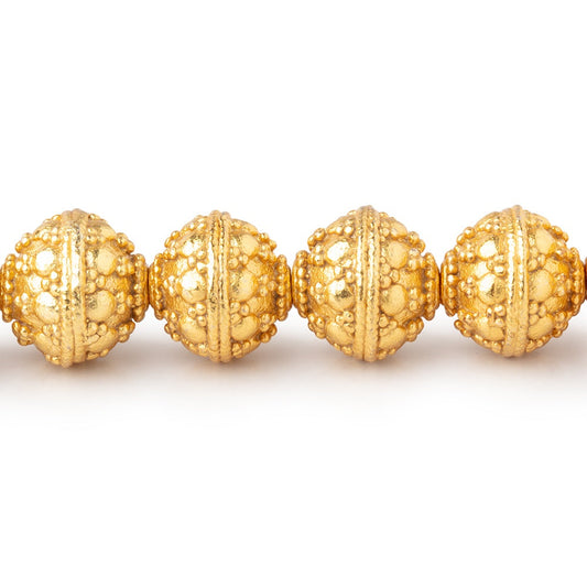 10mm 22kt Gold Plated Copper Bali Dot Round 8 inch 21 Beads