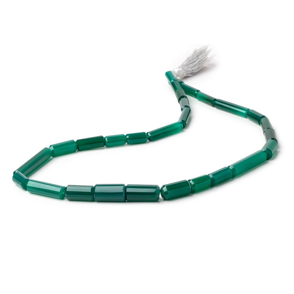 11x5-32x6mm Holiday Green Chalcedony Faceted Tube Beads 18 inch 28 pieces