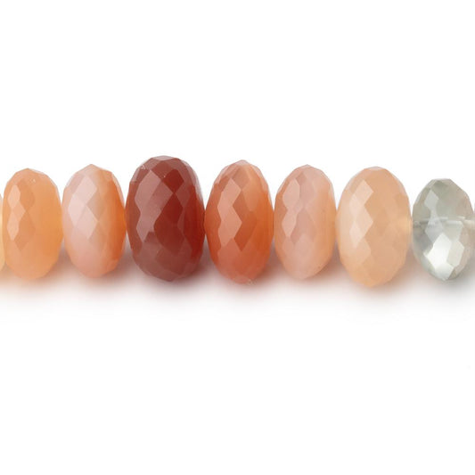 8-9mm Multi Color Moonstone Faceted Rondelle Beads 16 inch 84 pieces