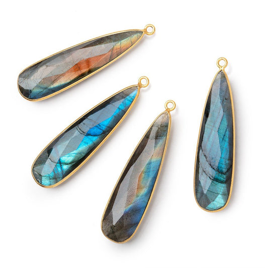 42x11mm Vermeil Bezel Labradorite Faceted Pear Pendant 1 piece