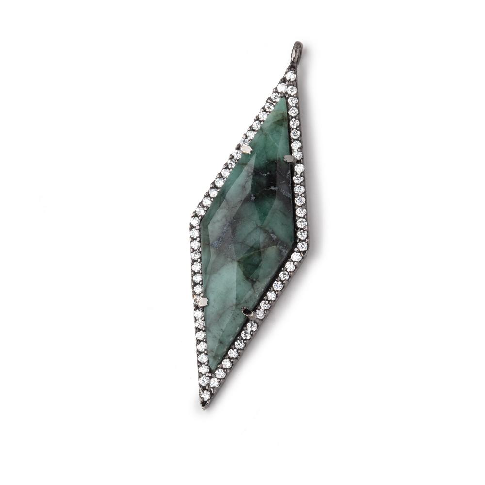 42x14mm Black Gold CZ Bezel Emerald Kite Pendant 1 Focal Bead
