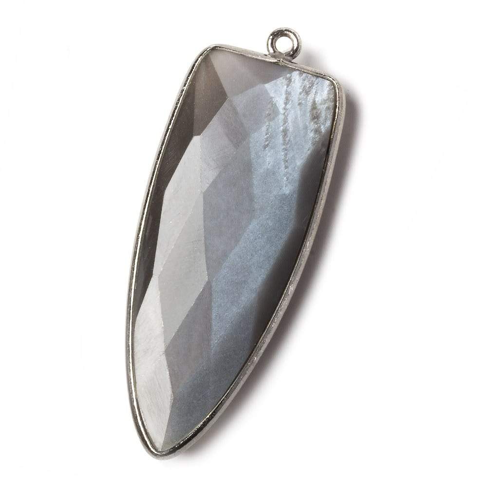 42x16mm Black Gold Bezel Platinum Grey Moonstone Point 1 ring Pendant 1 piece