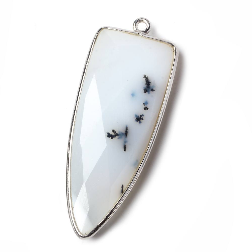 42x16mm Silver .925 Bezel Dendritic Opal Point 1 ring Pendant 1 piece