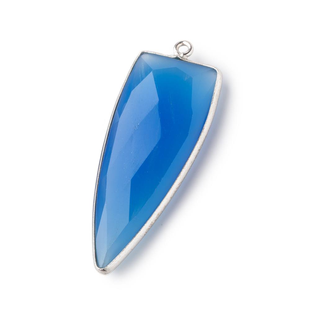 42x16mm Silver .925 Bezel Santorini Blue Chalcedony Point 1 ring Pendant 1 piece