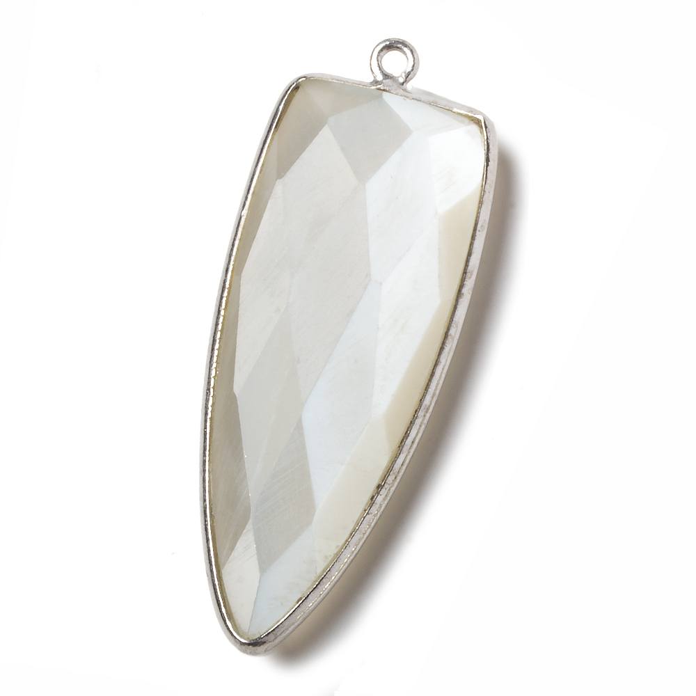 42x16mm Silver .925 Bezel White Moonstone Point 1 ring Pendant 1 piece