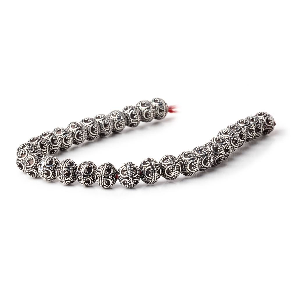 8x7mm Antiqued Sterling Silver Plated Bead Miligrain Arch 8 inch 28 pieces