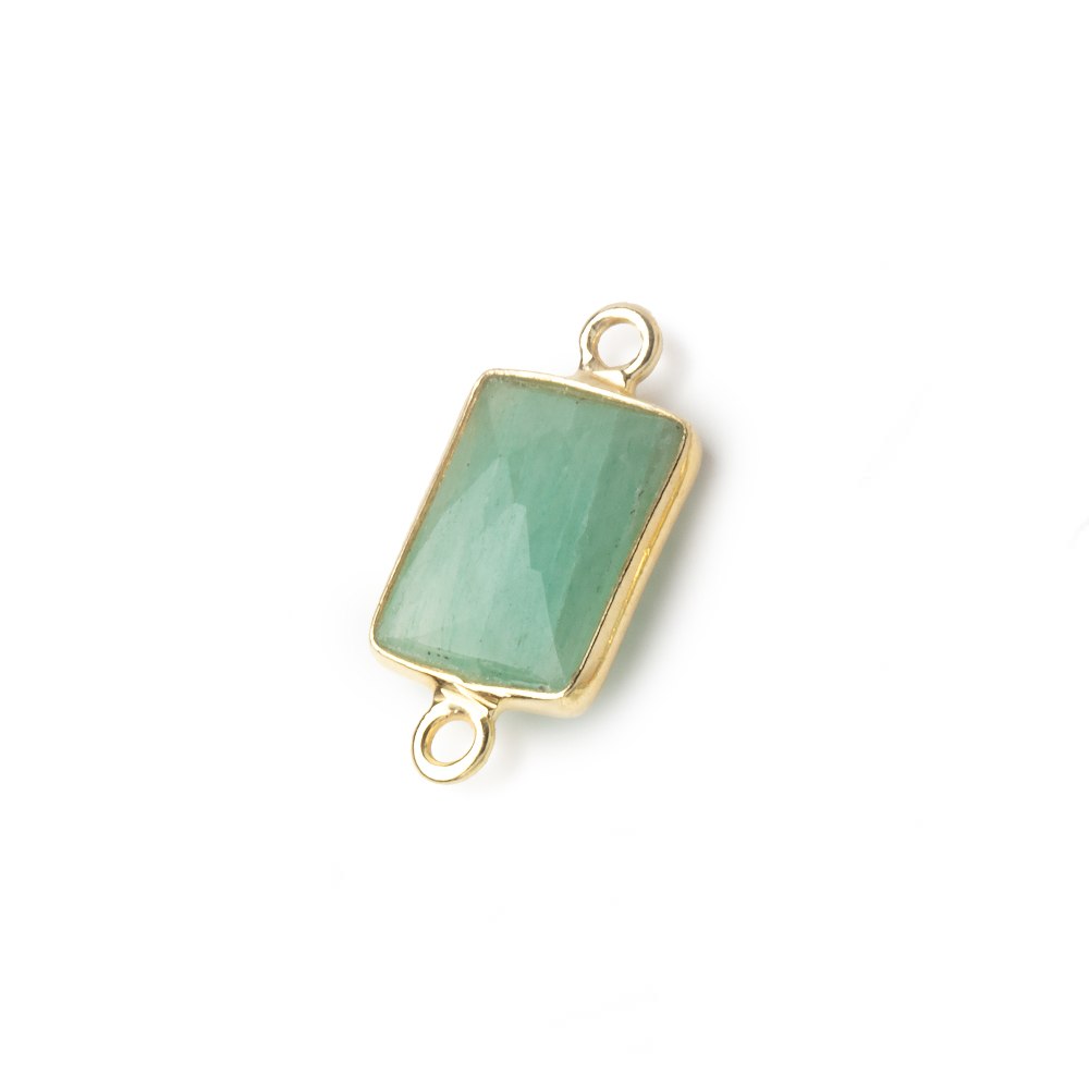 10x7mm Vermeil Bezel Aventurine Faceted Rectangle Connectors 1 piece