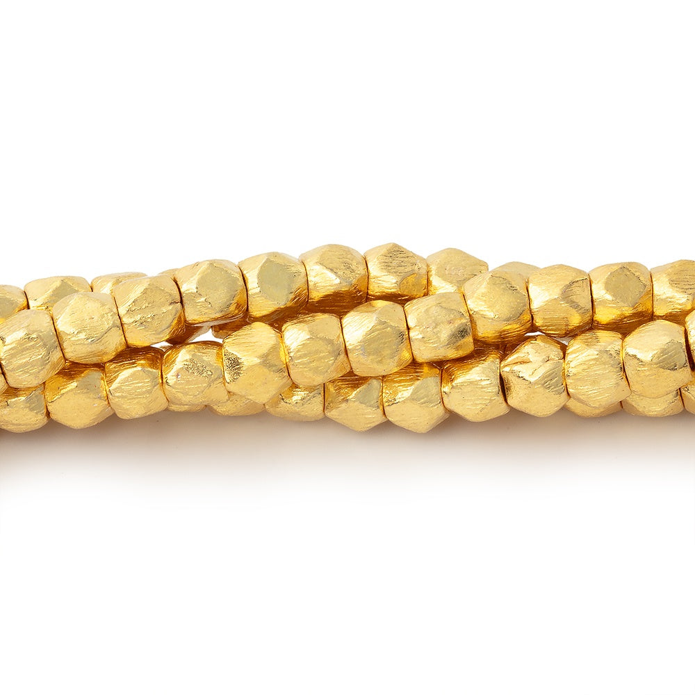 4mm Brushed Hand Cut Nugget Beads 8 inch 47 pieces