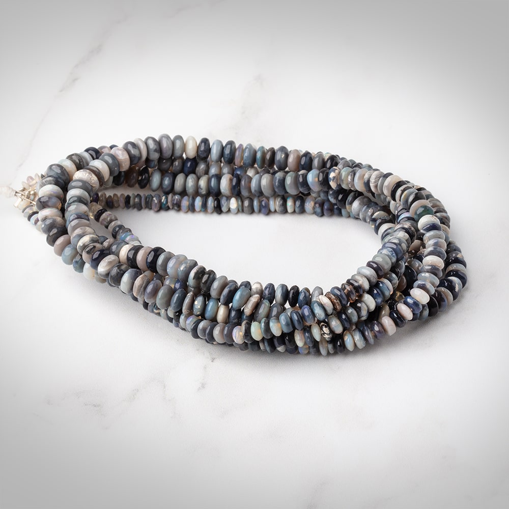3.5-6mm Australian Opal plain rondelles 18 inch 200 beads A
