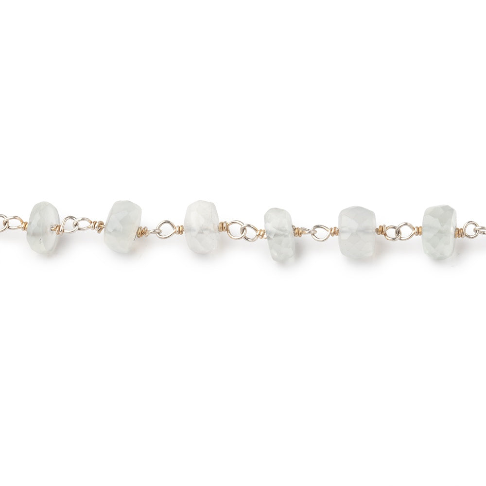 5-5.5mm Ceylon Moonstone faceted rondelles on .925 Sterling Silver Chain