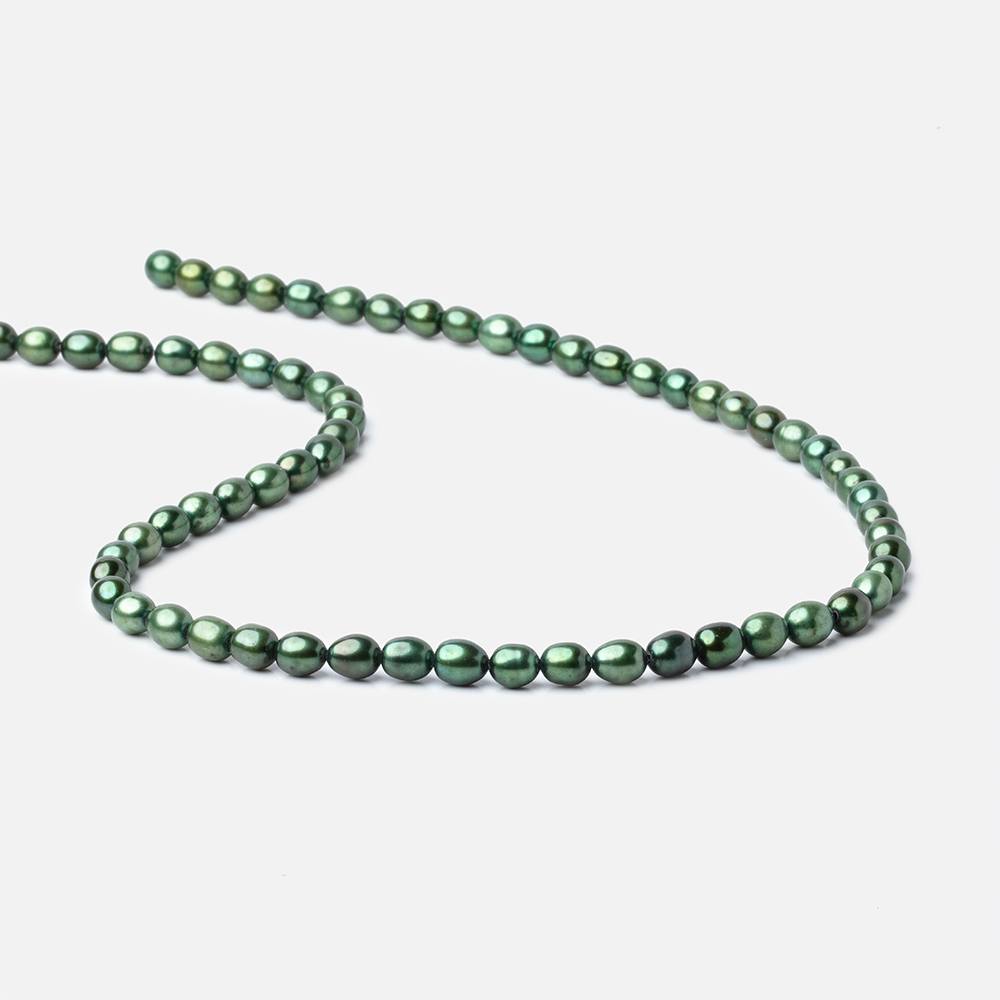 7x5mm Spearmint Green Straight Drilled Oval Pearls 15 inch 63 pieces