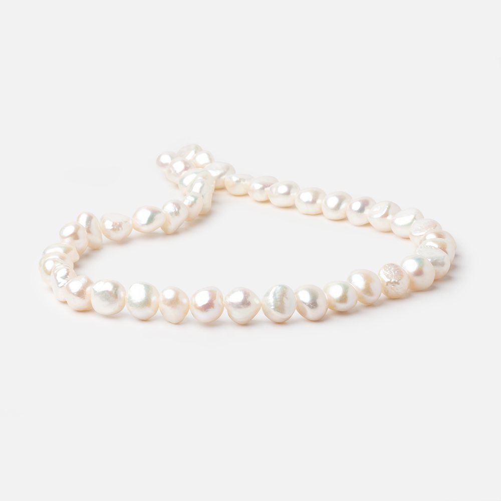 9-10mm White Baroque Freshwater Pearls 15 inch 42 beads