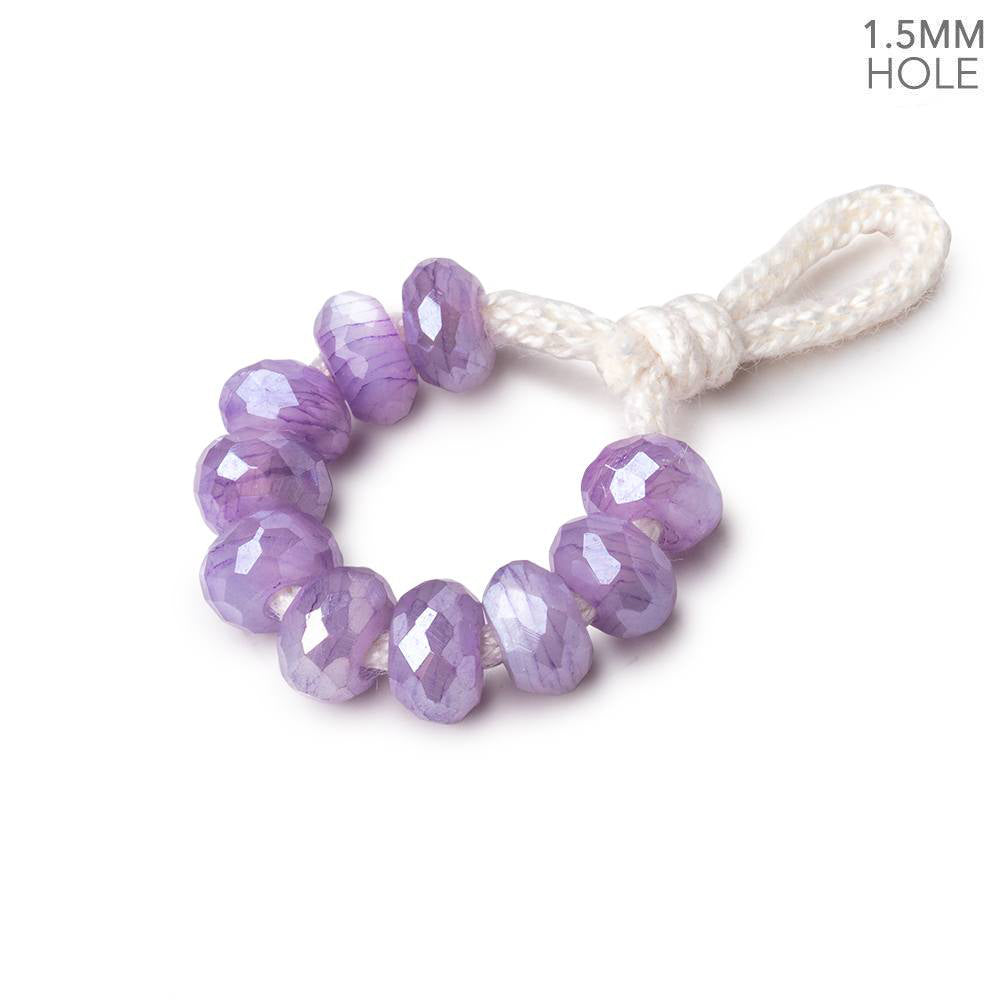 6mm Mystic Purple Moonstone 1.5mm Large Hole Faceted Rondelle Set of 10