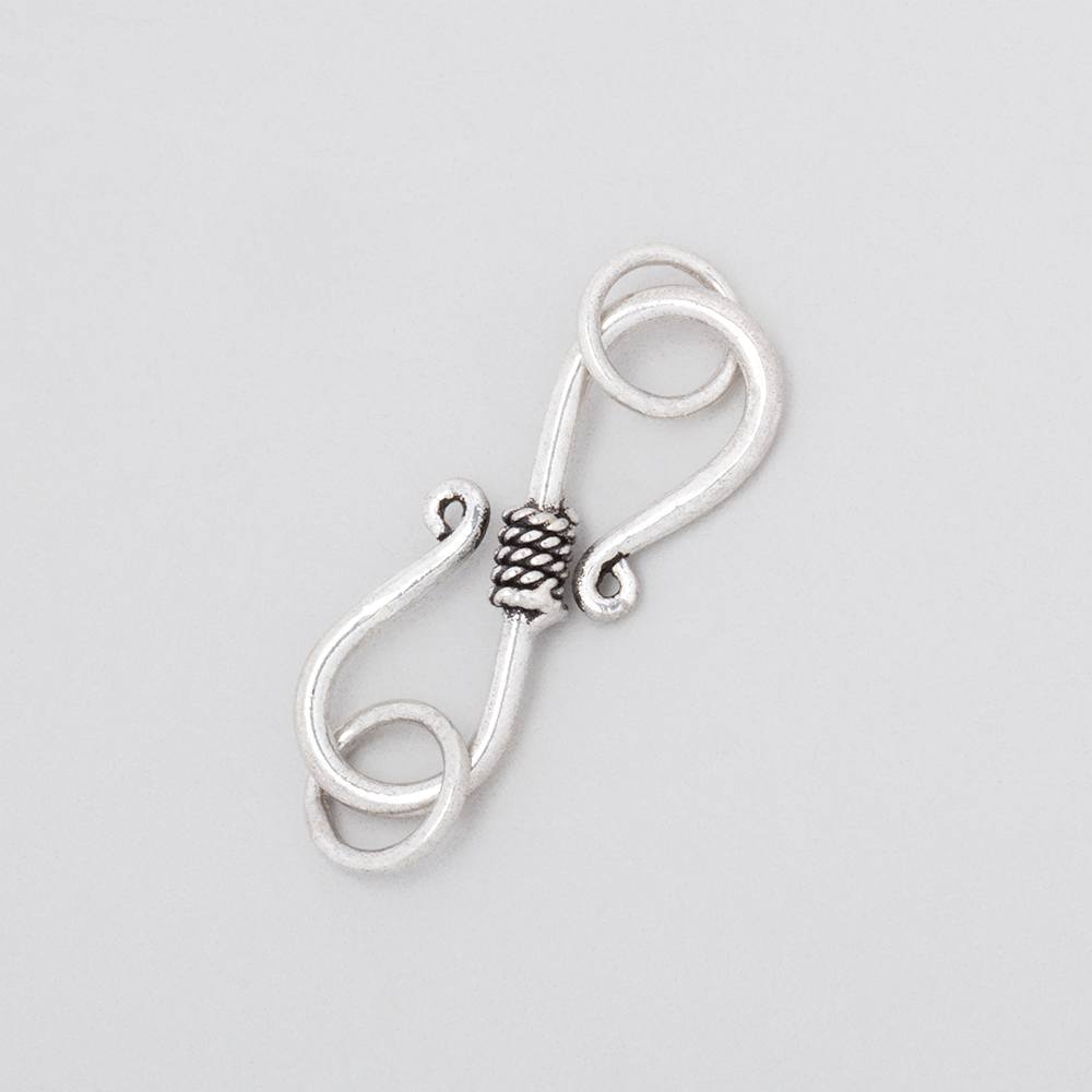 23x8.5mm Antiqued Sterling Silver S Hook Center Rope Design 1 piece
