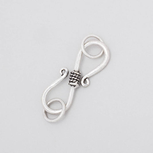 23x8.5mm Antiqued Sterling Silver S Hook Center Rope Design 1 piece