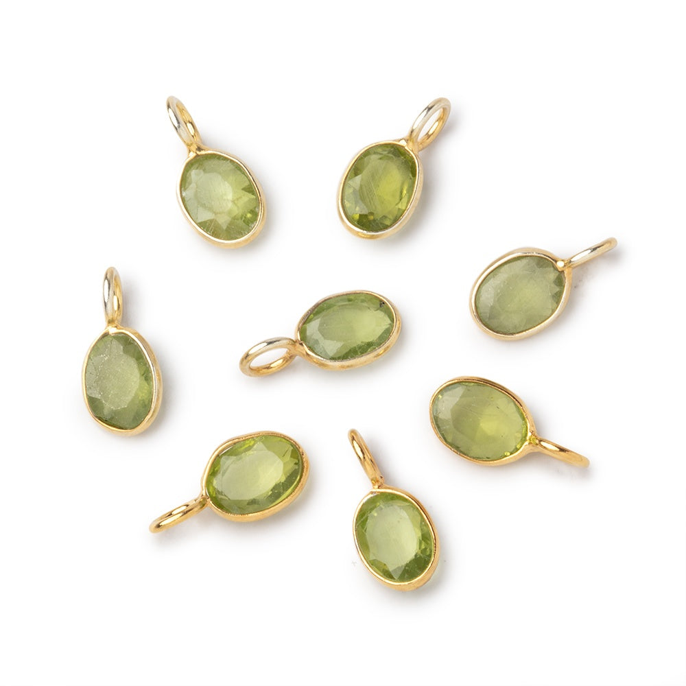 7x5mm Vermeil Bezel Peridot Rose Cut Oval Pendant 1 piece