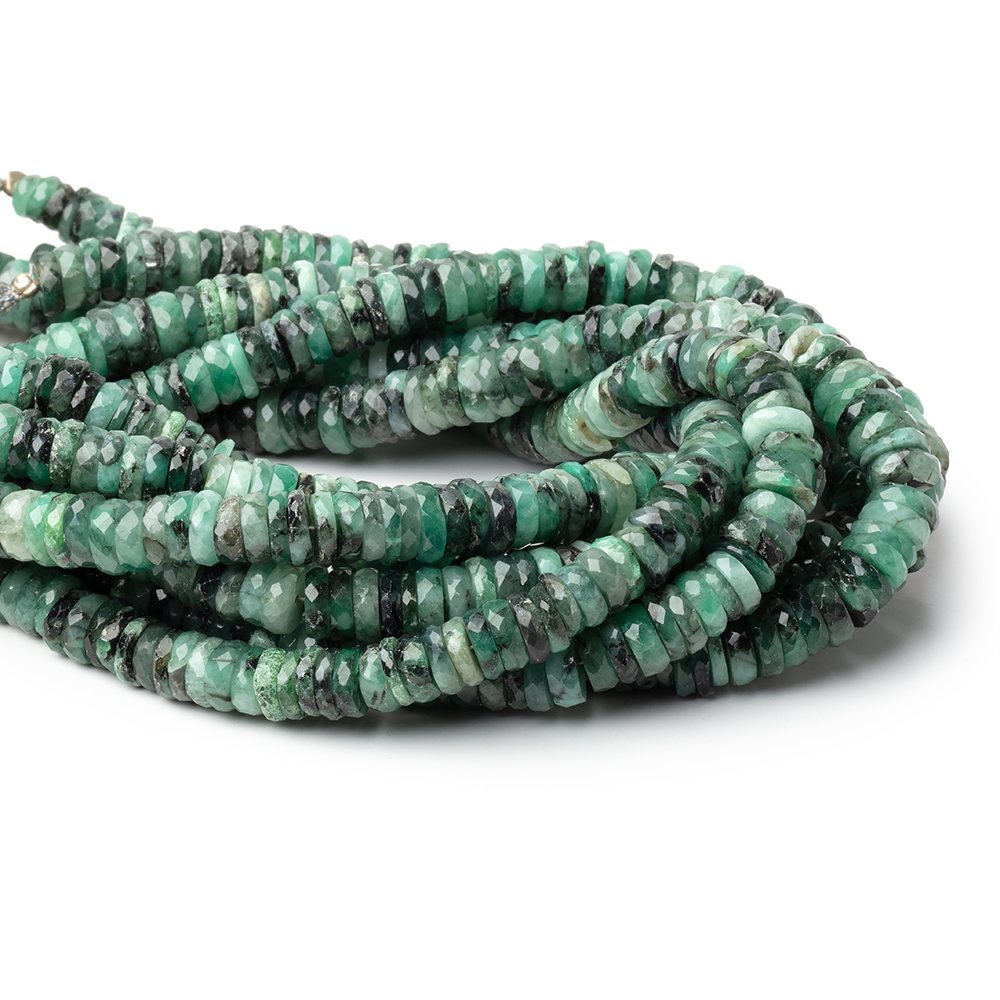 4.5-6.5mm Brazilian Emerald Faceted Heishi Beads 8 inch 100 pieces