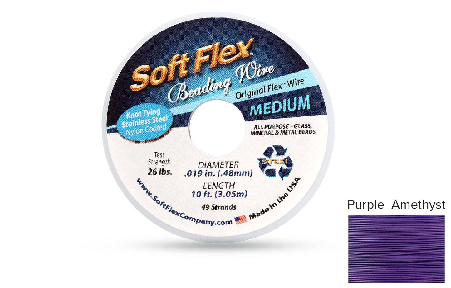 Soft Flex Beading Wire 49 Strand .019 Inch Purple Amethyst - 1spool