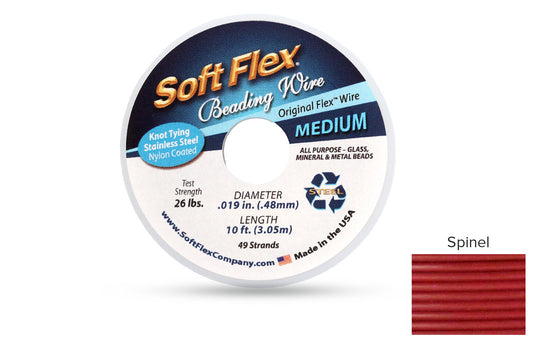 Soft Flex Beading Wire 49 Strand .019 Inch Spinel - 1spool