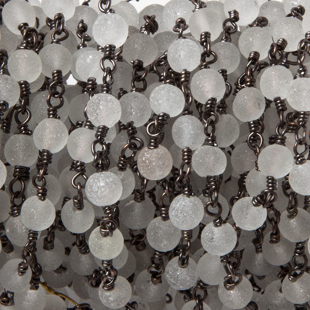 4.5mm Matte Crystal Quartz round Black Gold Chain by the foot 30 pieces