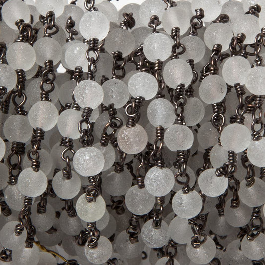 4.5mm Matte Crystal Quartz round Black Gold Chain by the foot 30 pieces