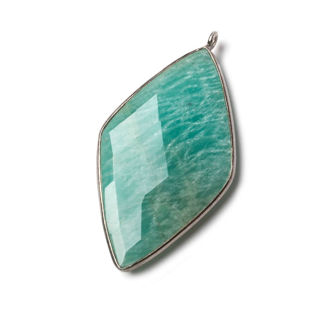 45x24mm Black Gold .925 Bezel Amazonite faceted Kite Pendant 1 piece